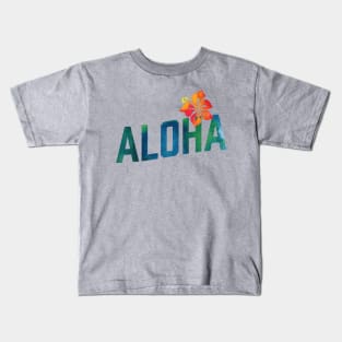 Aloha - Visit Hawaii Tropical Hibiscus Floral Tiedye Kids T-Shirt